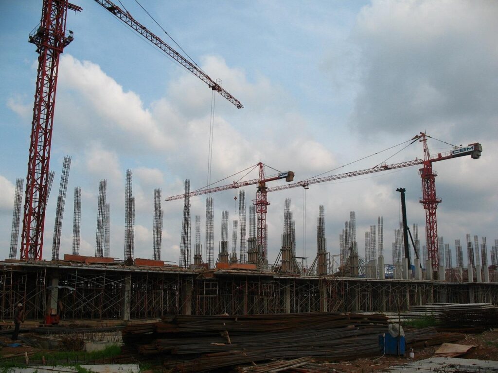 TMT Steel Bars Used in Roofing and Pillar Construction Site India