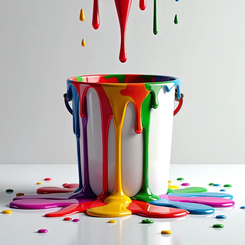 Vibrant splash of multiple paint colors representing creative interior and exterior paint choices