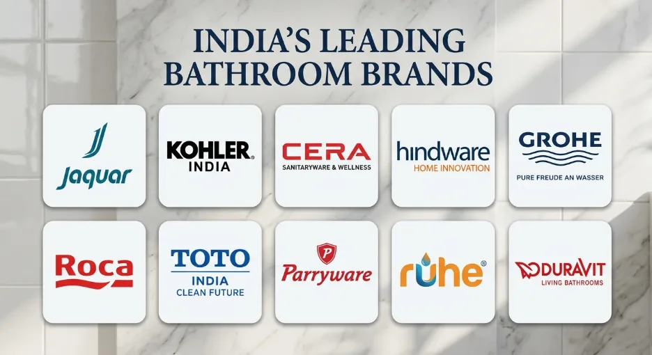 India's leading bathroom fittings brands including Jaquar, Kohler India, CERA, Hindware, Grohe, Roca, TOTO, Parryware, Ruhe and Duravit