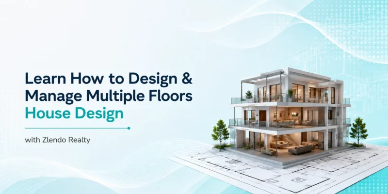 Multi floor house design visualization showing a modern multi-story home with 3D architectural planning and floor layout created using Zlendo Realty.