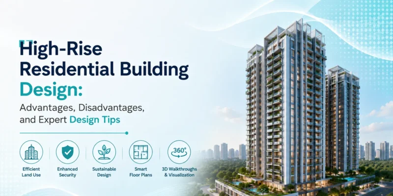 High-rise residential building design with modern apartment towers, sustainable architecture, smart floor plans, enhanced security features, efficient land utilization, and 3D visualization for urban housing developments.